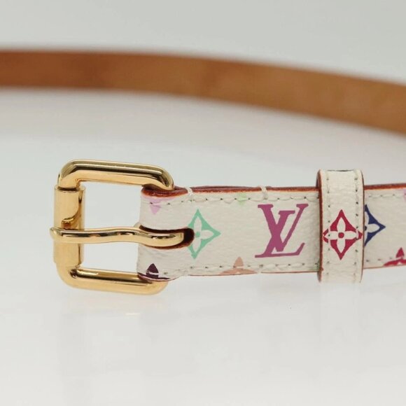 LOUIS VUITTON Monogram Multicolor Ceinture Belt White LV Auth 140518 - Picture 2 of 11